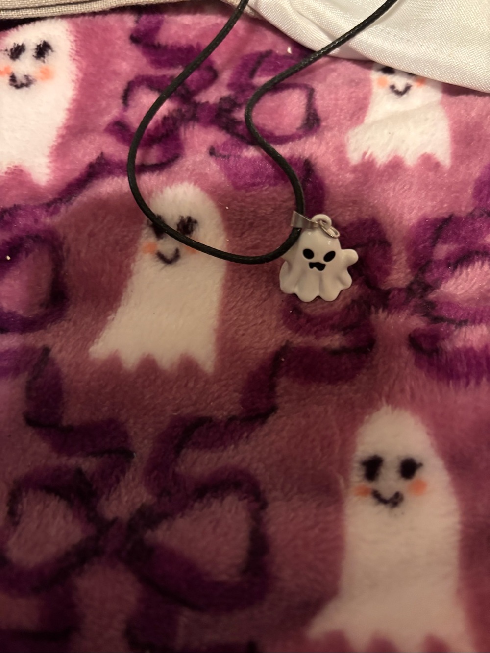 Ghost Charm Pendant Necklace for Kids or adults White